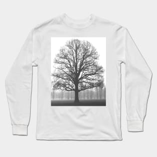 nature environmental awareness black and white tree silhouette Long Sleeve T-Shirt